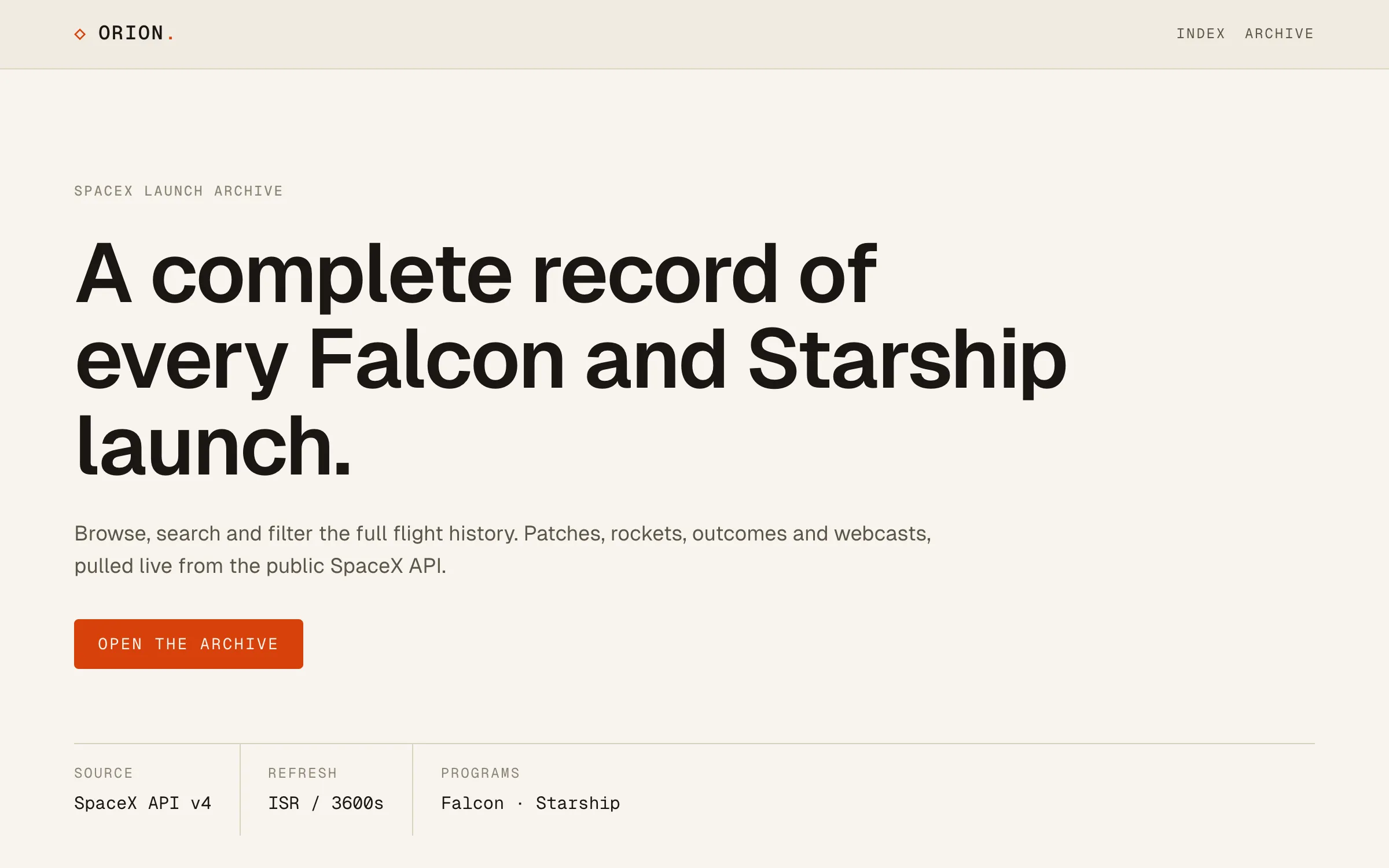 orion - SpaceX launch archive