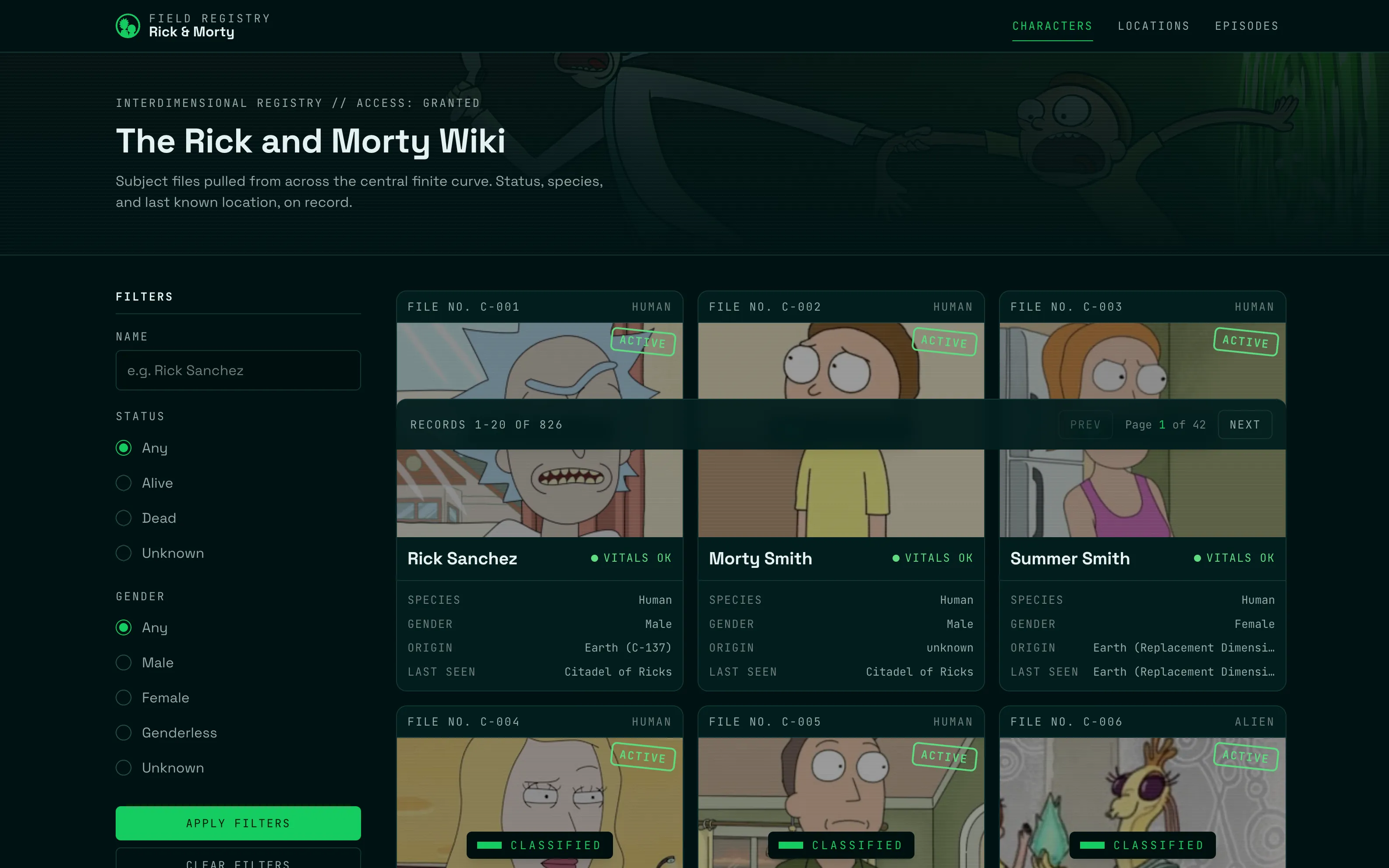 hadar - a Rick and Morty wiki rebuilt as a classified dossier